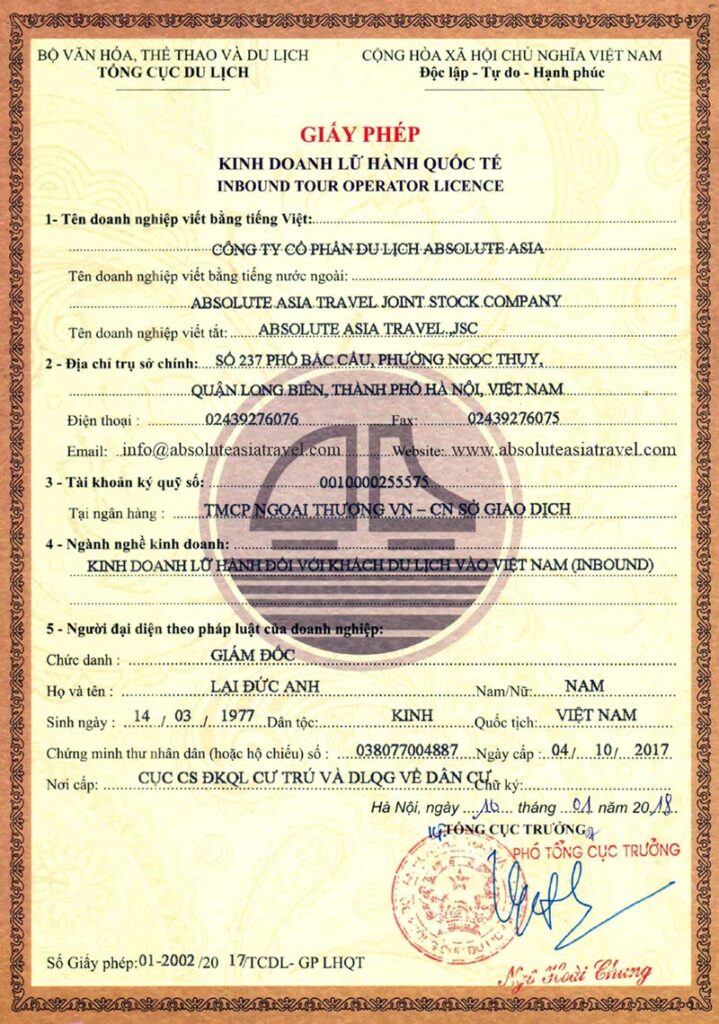 Absolute Asia Travel - international tour operator license
